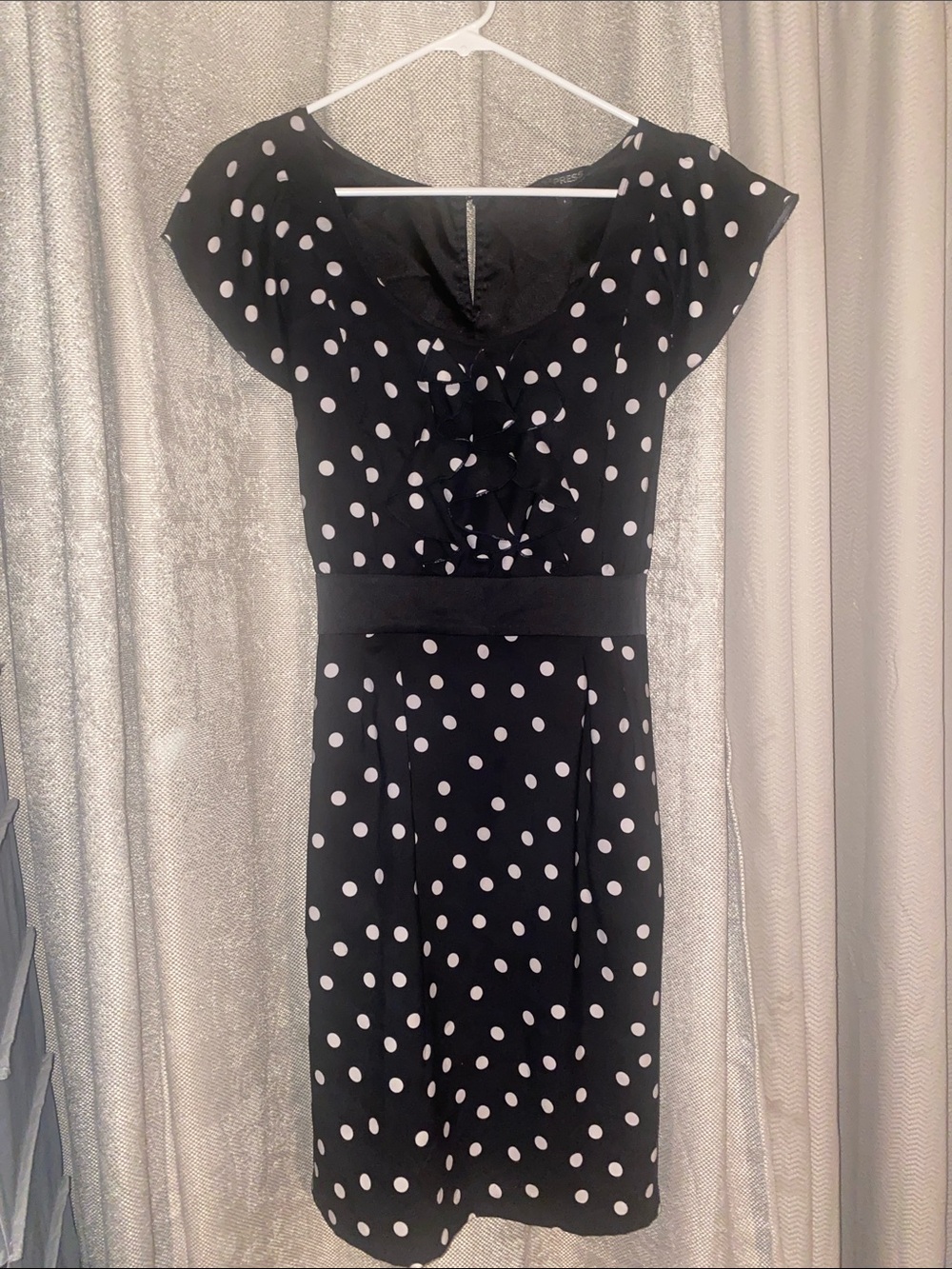 Black Polka Dot Cap-Sleeve Dress - Classic Retro Style (630)